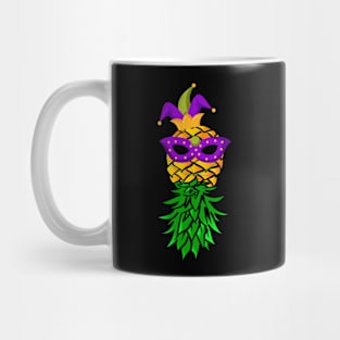 Festive Mardi Gras Upside Down Pineapple Swinger Mug